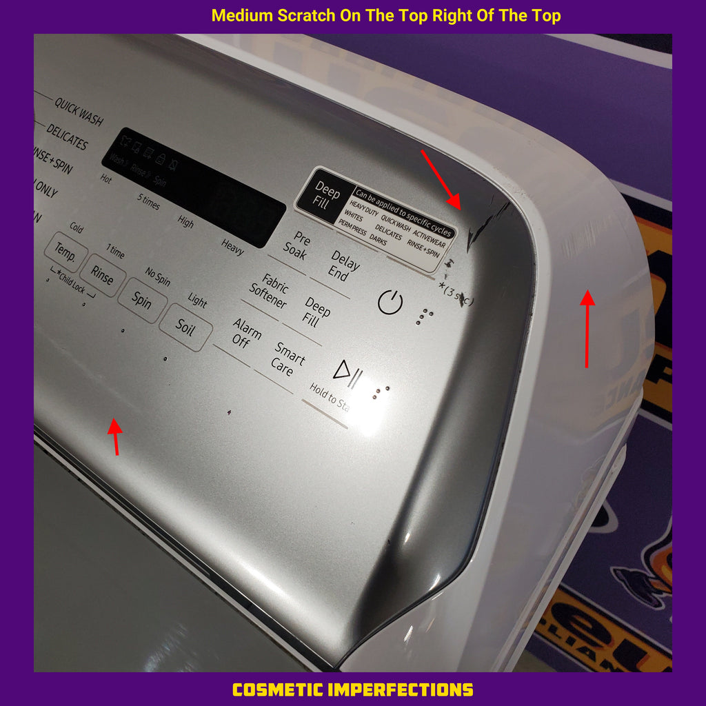 Pictures of Samsung White Top Load 5.4 Cu. Ft. Washer with Active Water Jet WA50R5200AW/US - Certified Refurbished and Samsung White 7.4 cu. ft. Electric Dryer in White with Steam Sanitize+ DVE54R7200W/A3 - Certified Refurbished - Neu Appliance Outlet - Discount Appliance Outlet in Austin, Tx