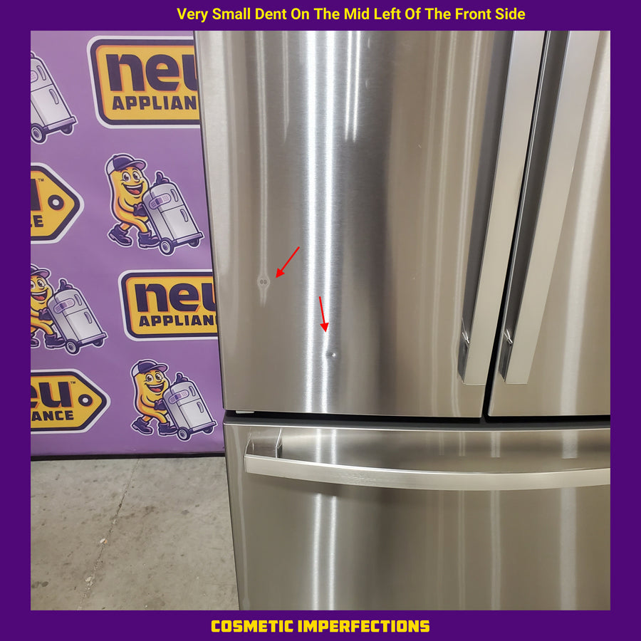 GE 36 in. Wide 21.9 Cu. Ft. French Door Counter Depth Refrigerator with Internal Water Dispenser in Stainless Steel GWE22JYMFS - Scratch & Dent (Moderate)