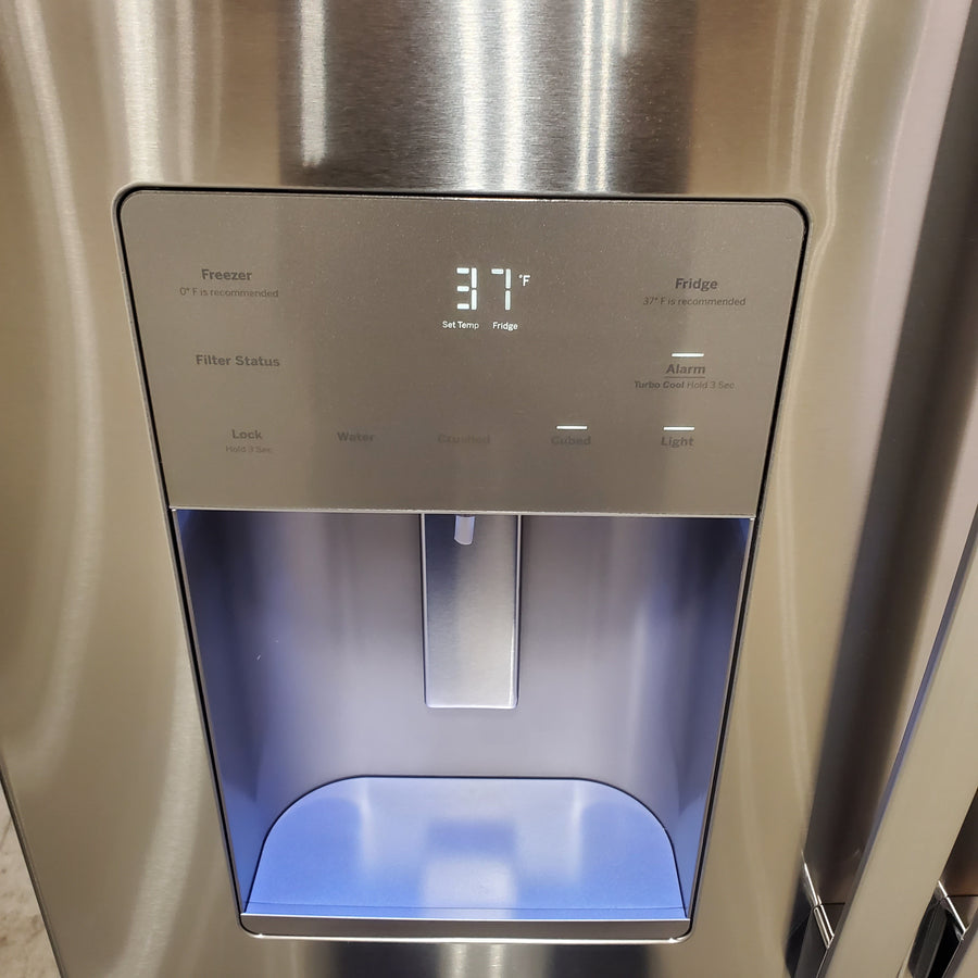 GE 20.6 cu. ft. Counter Depth French Door Refrigerator in Fingerprint Resistant Stainless, ENERGY STAR GYE21JYMFS - Scratch & Dent (Minor)