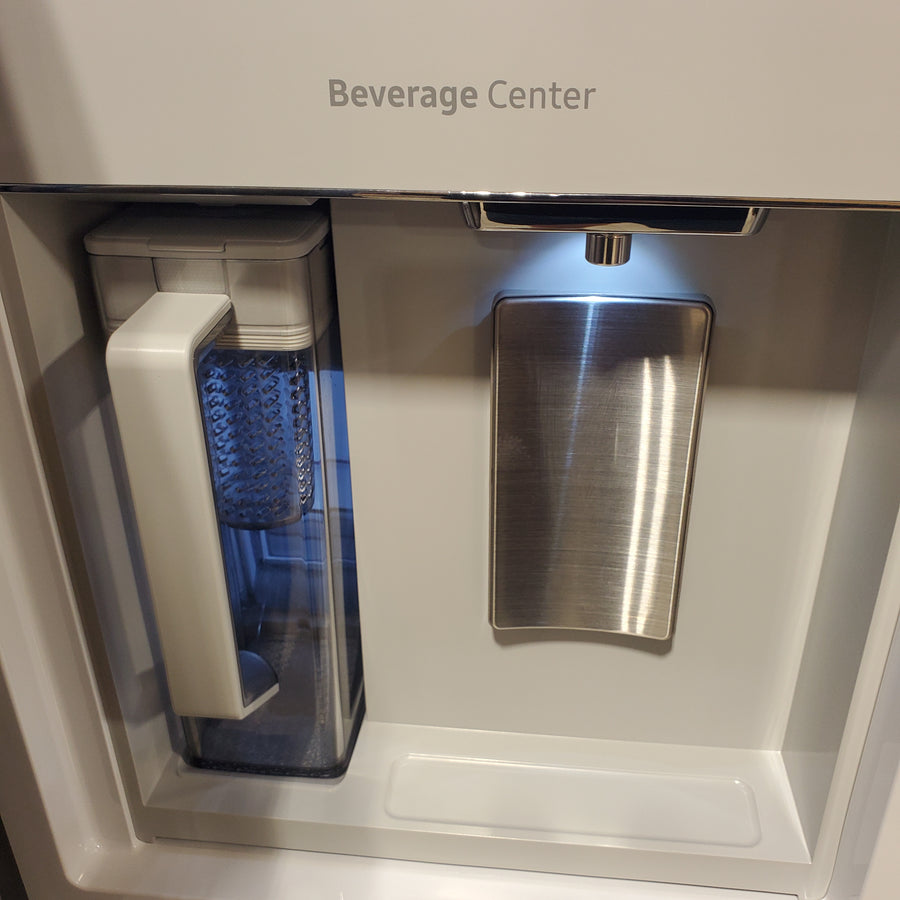 Samsung Bespoke 29 cu ft. 4-Door Standard Depth French Door Smart Refrigerator with Beverage Center Auto Fill Pitcher and Dual Ice Maker with Ice Bites™ in White Glass RF29BB86004M - Open Box