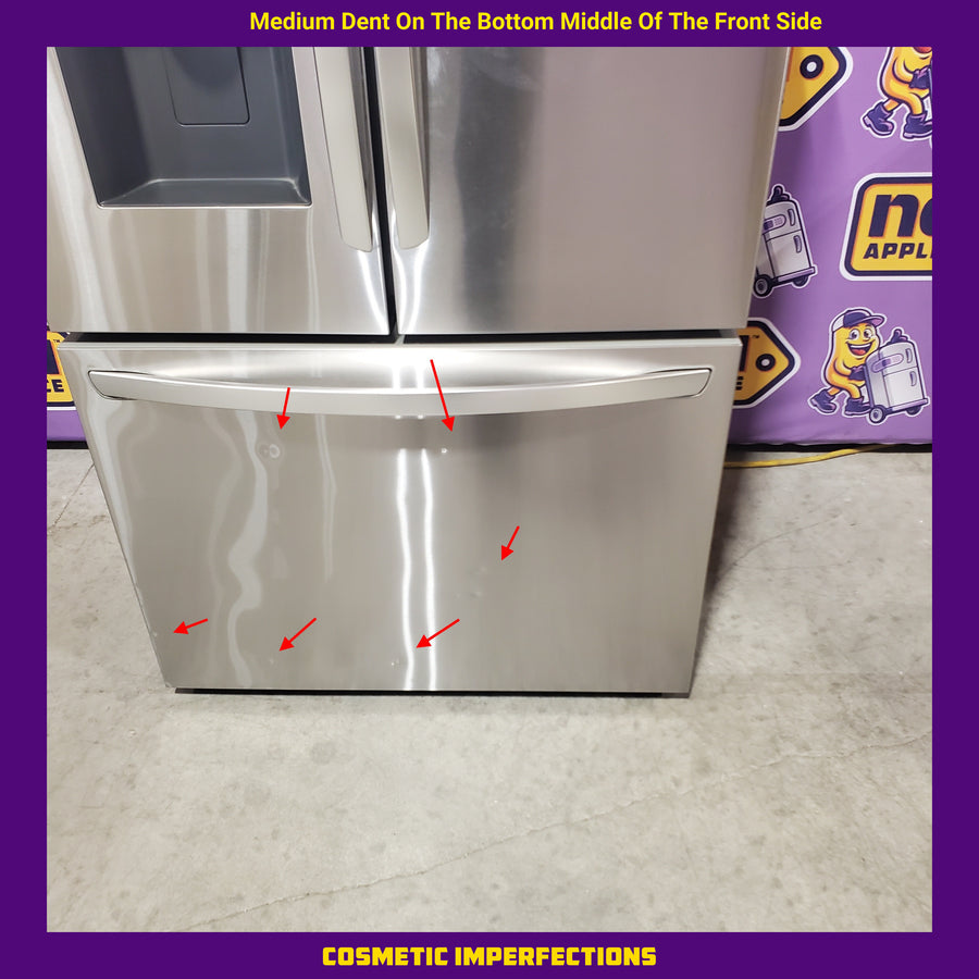 LG 26 cu ft ENERGY STAR Counter-Depth Smart French Door Refrigerator in Fingerprint Resistant Stainless Steel with Dual Ice Maker LRFXC2606S - Scratch & Dent (Moderate)