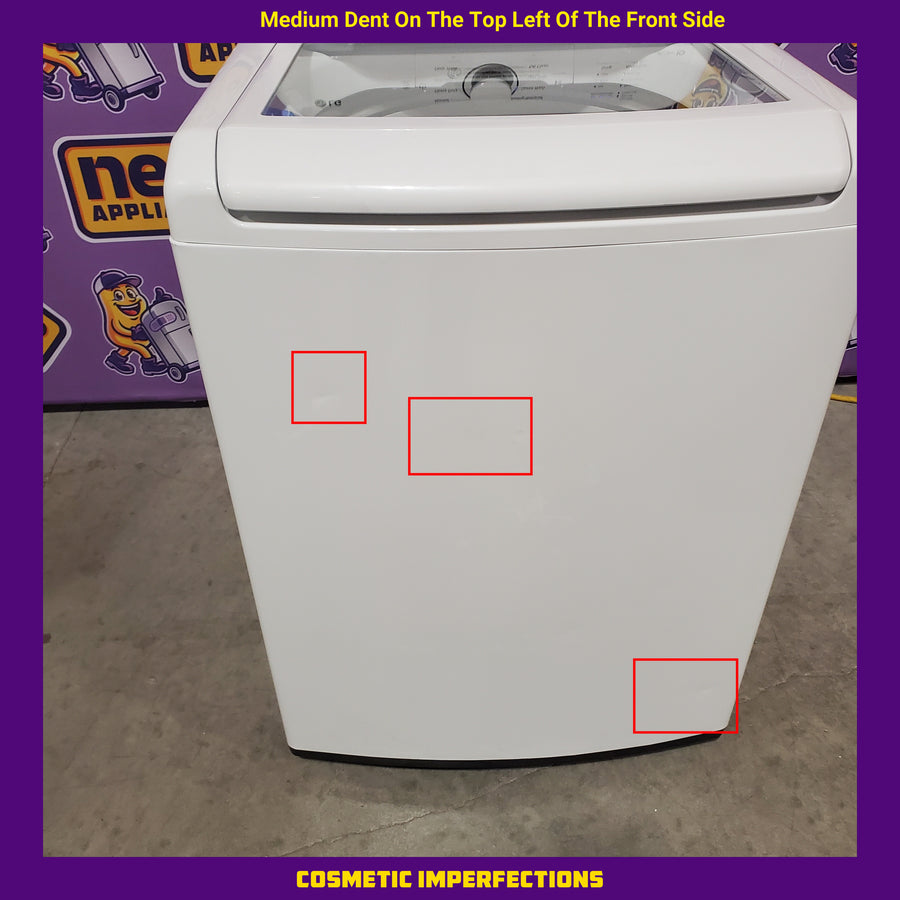 LG Top Load 4.1 Cu. Ft. Washer with TurboDrum Technology in White WT6105CW - Scratch & Dent (Moderate) and LG 7.3 Cu. Ft.  Electric Rear Control Ultra Large Capacity Dryer in White with Sensor Dry 16297 - DLE6100W - Open Box