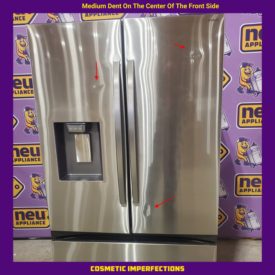 Samsung Bespoke AI Counter-Depth Sphere Ice 26-cu ft 36-in Wide French Door Refrigerator with Dual Ice Maker (Fingerprint Resistant Stainless Steel) ENERGY STAR Certified RF70F27SER - Scratch & Dent (Moderate)