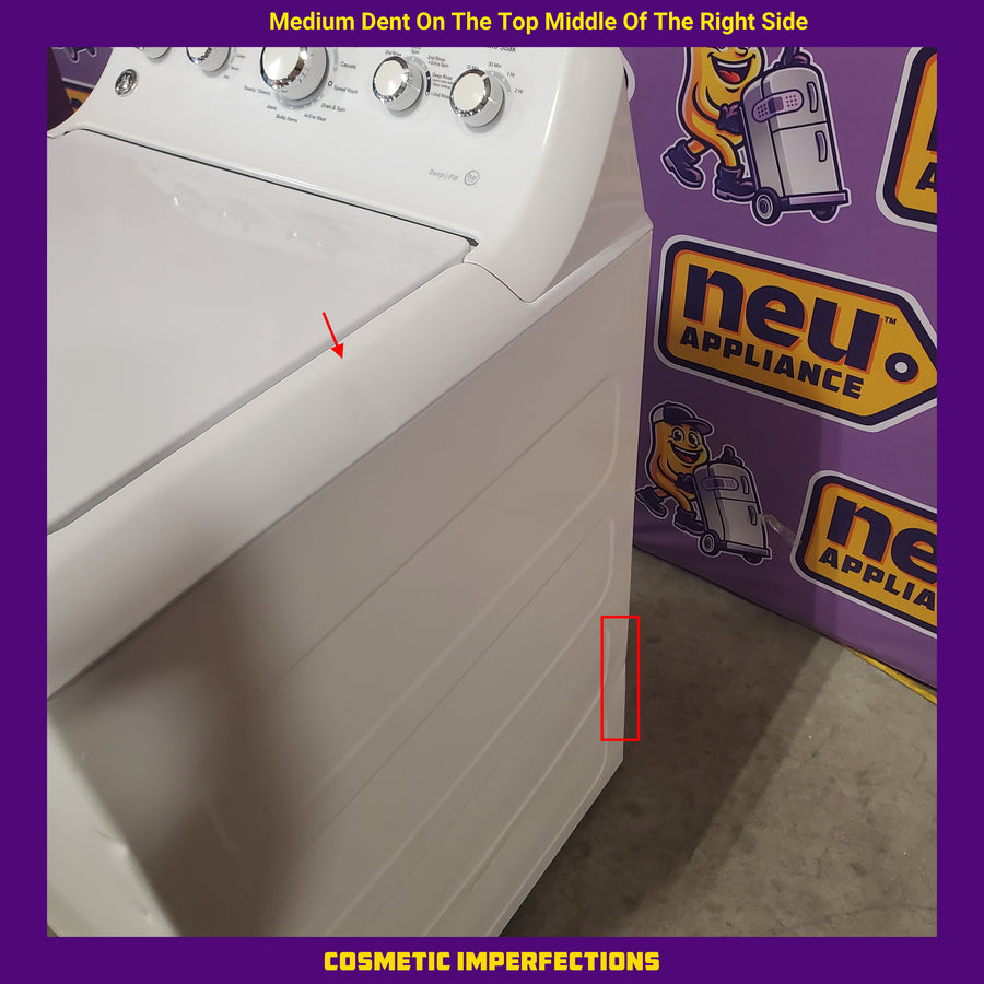 GE® 4.5 cu. ft. Capacity Washer with Stainless Steel Basket in White GTW465ASNWW - Certified Refurbished and GE White Electric 7.2 Cu. Ft. Dryer with Aluminized Alloy Drum GTD42EASJWW - Certified Refurbished