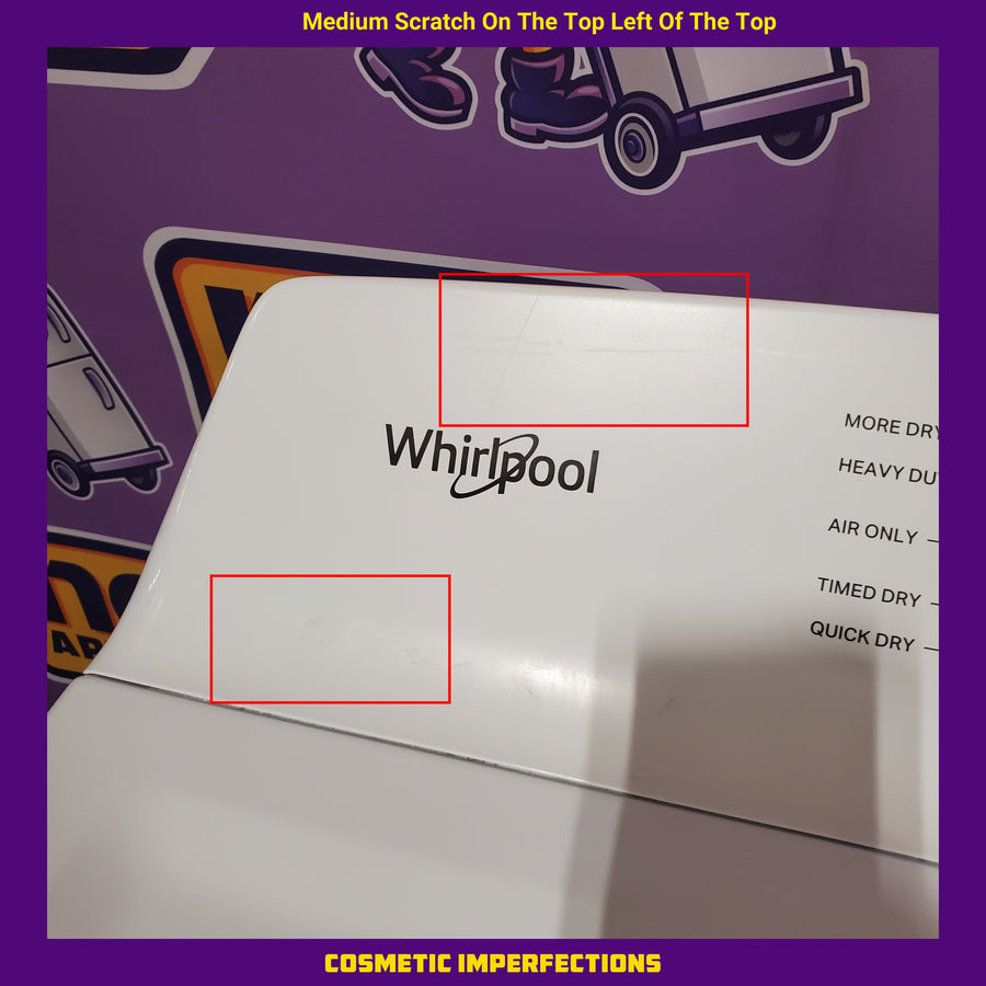 Whirlpool 4.2-4.3 Cu. Ft. Top Load Washer with 2-in-1 Removable Agitator and Soft Close Glass Lid WTW4307SW - Open Box and Whirlpool 7.0 cu. ft. Vented Front Load Electric Dryer in White with Adaptive Dry WED4107SW - Scratch & Dent (Minor)