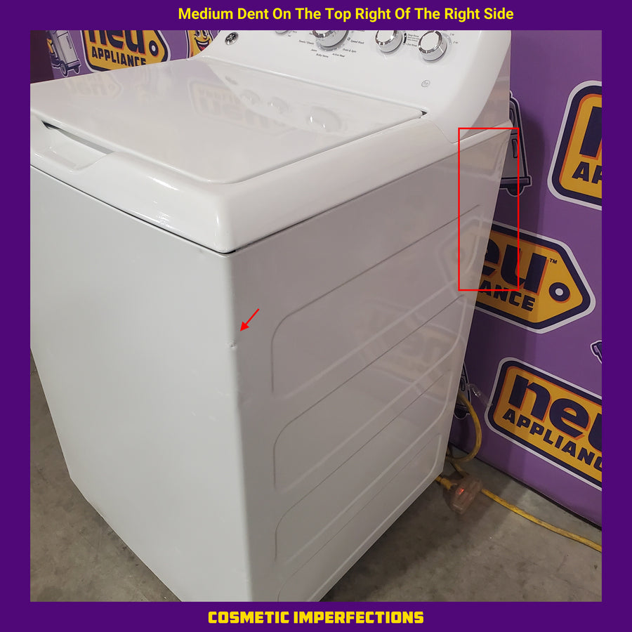 GE® 4.5 cu. ft. Capacity Washer with Stainless Steel Basket in White GTW465ASNWW - Certified Refurbished and GE White Electric 7.2 Cu. Ft. Dryer with Aluminized Alloy Drum GTD42EASJWW - Certified Refurbished