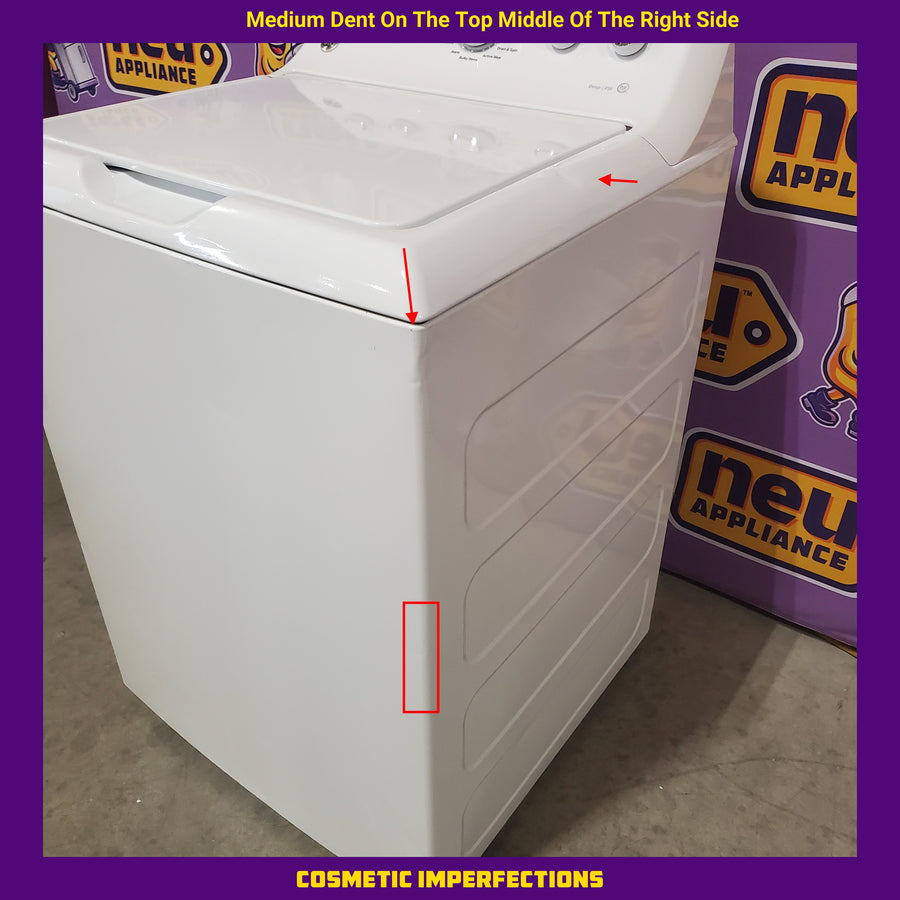 GE® 4.5 cu. ft. Capacity Washer with Stainless Steel Basket in White GTW465ASNWW - Certified Refurbished and GE White Electric 7.2 Cu. Ft. Dryer with Aluminized Alloy Drum GTD42EASJWW - Certified Refurbished