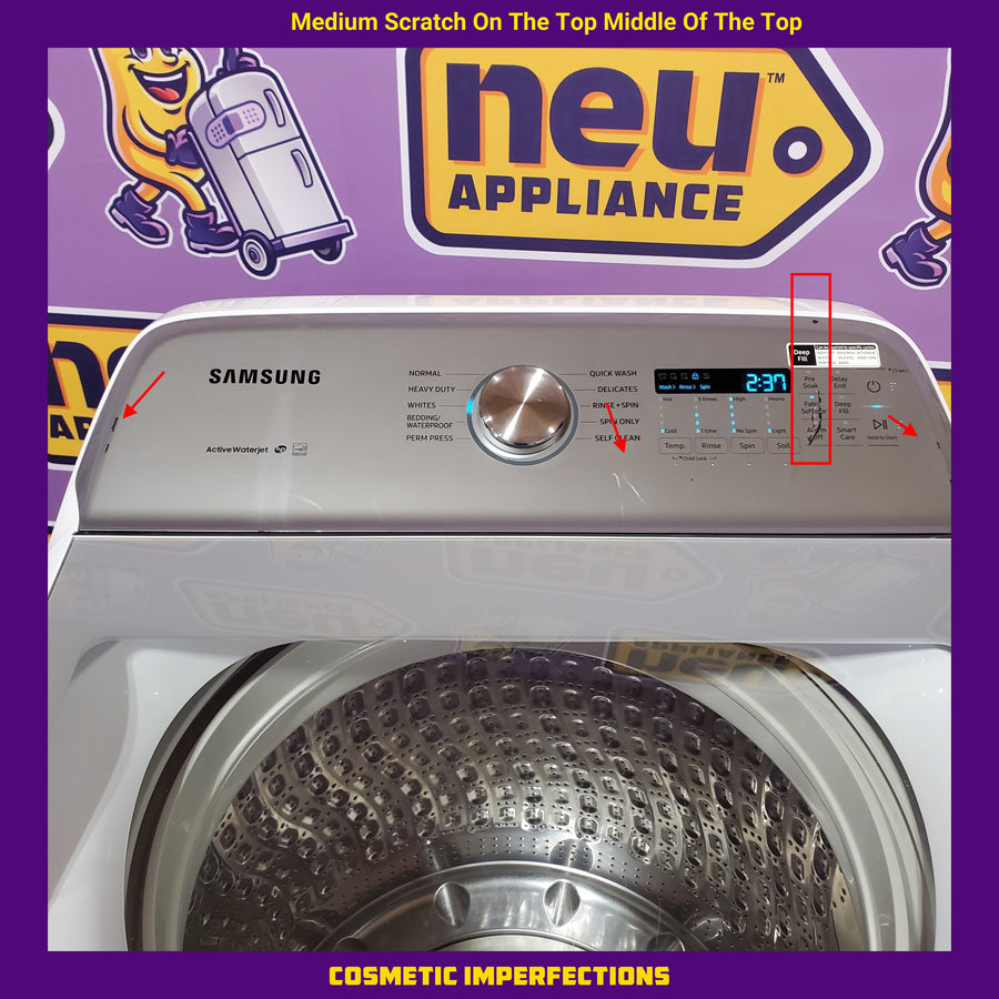 Samsung White Top Load 5.0 Cu. Ft. Washer with Active Water Jet WA50R5200AW - Certified Refurbished and Samsung White Electric 7.4 Cu. Ft. Dryer with Sensor Dry DVE50R5200W - Certified Refurbished