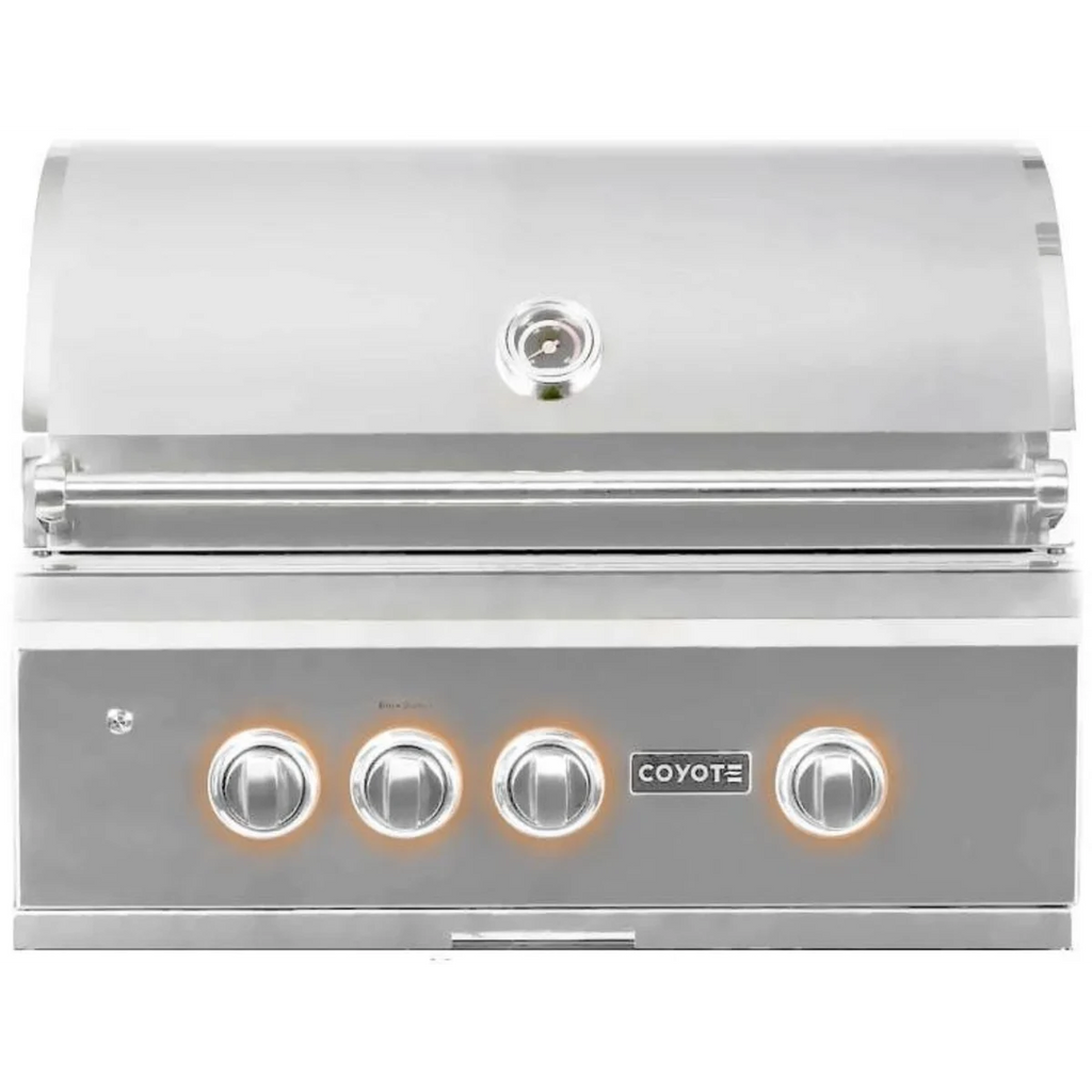 Pictures of Coyote 30 Inch Built-In Grill with 2 Infinity Burners™, RapidSear™ Infrared Burner, 700 sq. in. Cooking Surface, Rotisserie and Smoker Box 1117267 - C2SL30NG - Open Box - Neu Appliance Outlet - Discount Appliance Outlet in Austin, Tx