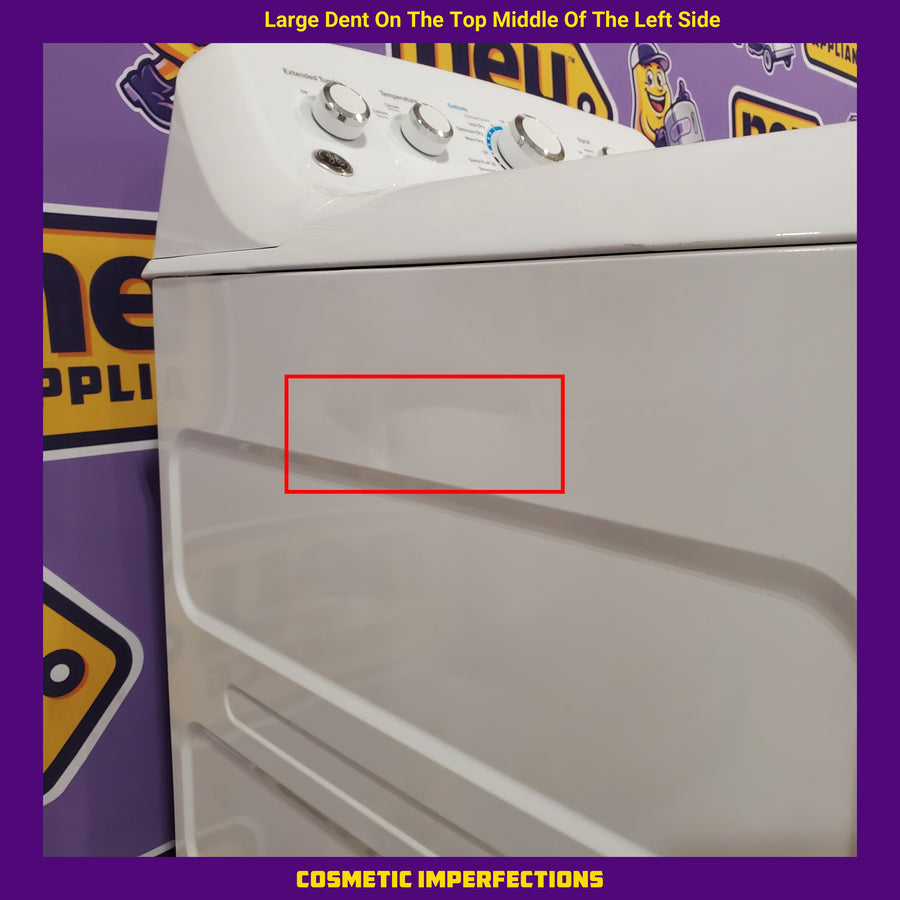GE White Top Load 4.0 Cu. Ft. Capacity Washer with Stainless Steel Wash Basket GTW325ASWWW - New in Box and GE 7.2 cu. ft. Capacity Aluminized Alloy Drum Gas Dryer in White 16208 - GTD42GASJWW - Certified Refurbished