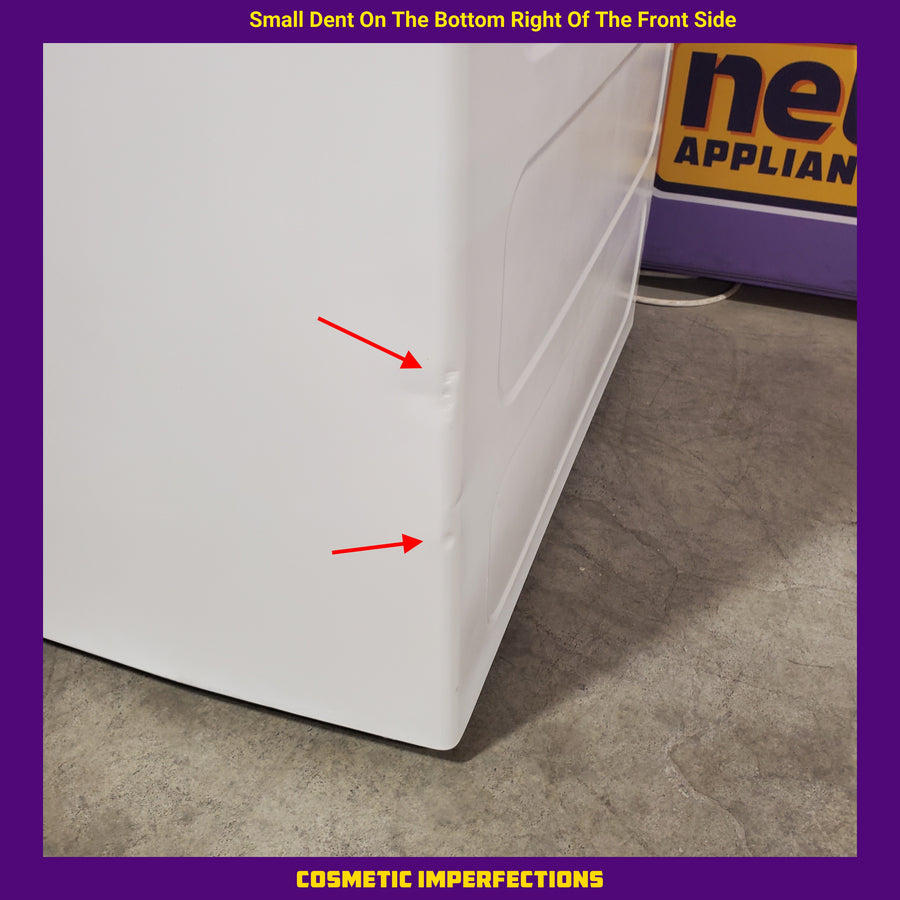 GE White Top Load 4.4 Cu. Ft. Washer with Stainless Steel Basket GTW490ACJWS - Scratch &Dent (Major) and GE White Electric 7.2 Cu. Ft. Dryer with Aluminized Alloy Drum 16253 - GTD45EASJWS - Scratch & Dent (Moderate)