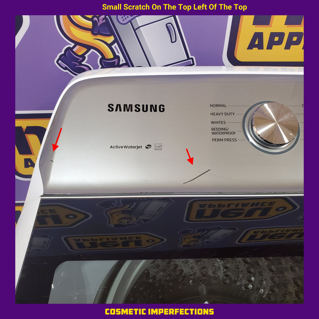 Pictures of Samsung White Top Load 5.0 Cu. Ft. Washer with Super Speed WA50R5400AW - Certified Refurbished and Samsung White Electric 7.4 Cu. Ft. Dryer with Sensor Dry 16035 - DVE50R5200W - Certified Refurbished - Neu Appliance Outlet - Discount Appliance Outlet in Austin, Tx