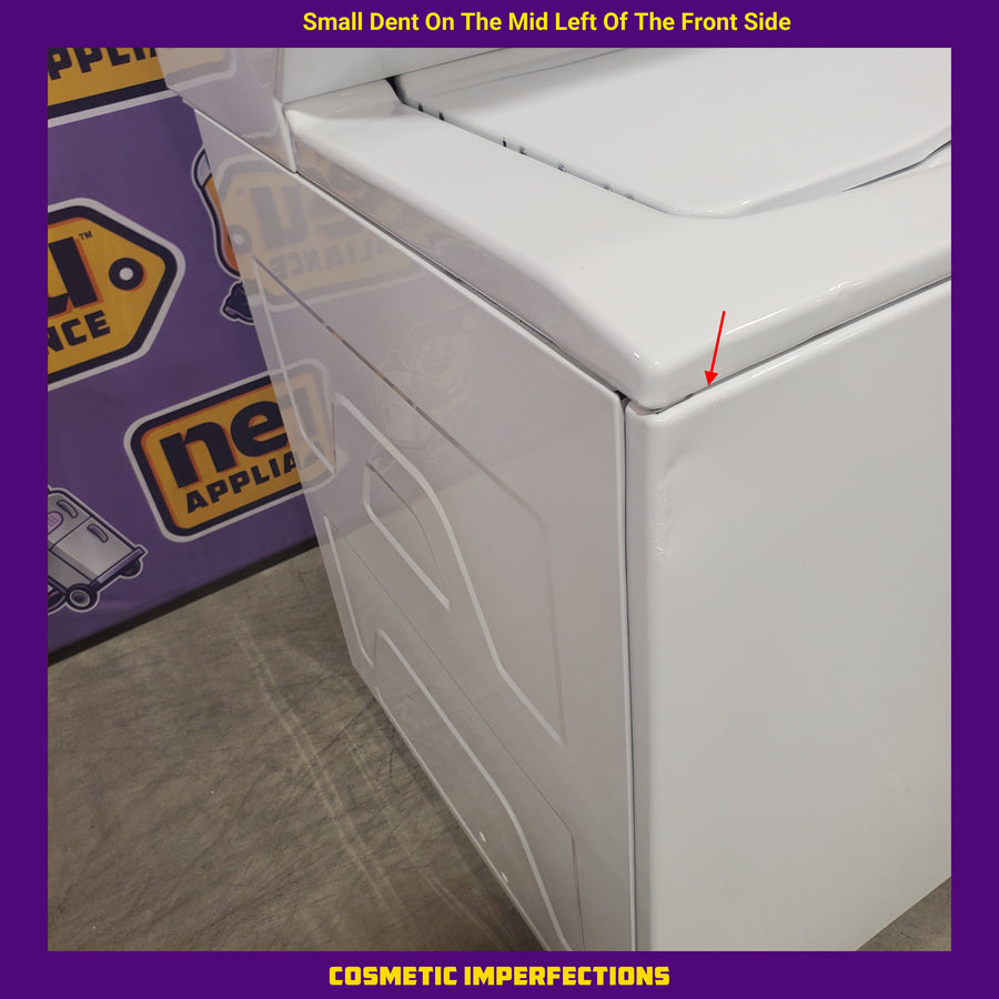 GE Unitized Spacemaker® 3.8 cu. ft. Capacity Washer with Stainless Steel Basket and 5.9 cu. ft. Capacity Electric Dryer GUD27ESSMWW - Certified Refurbished