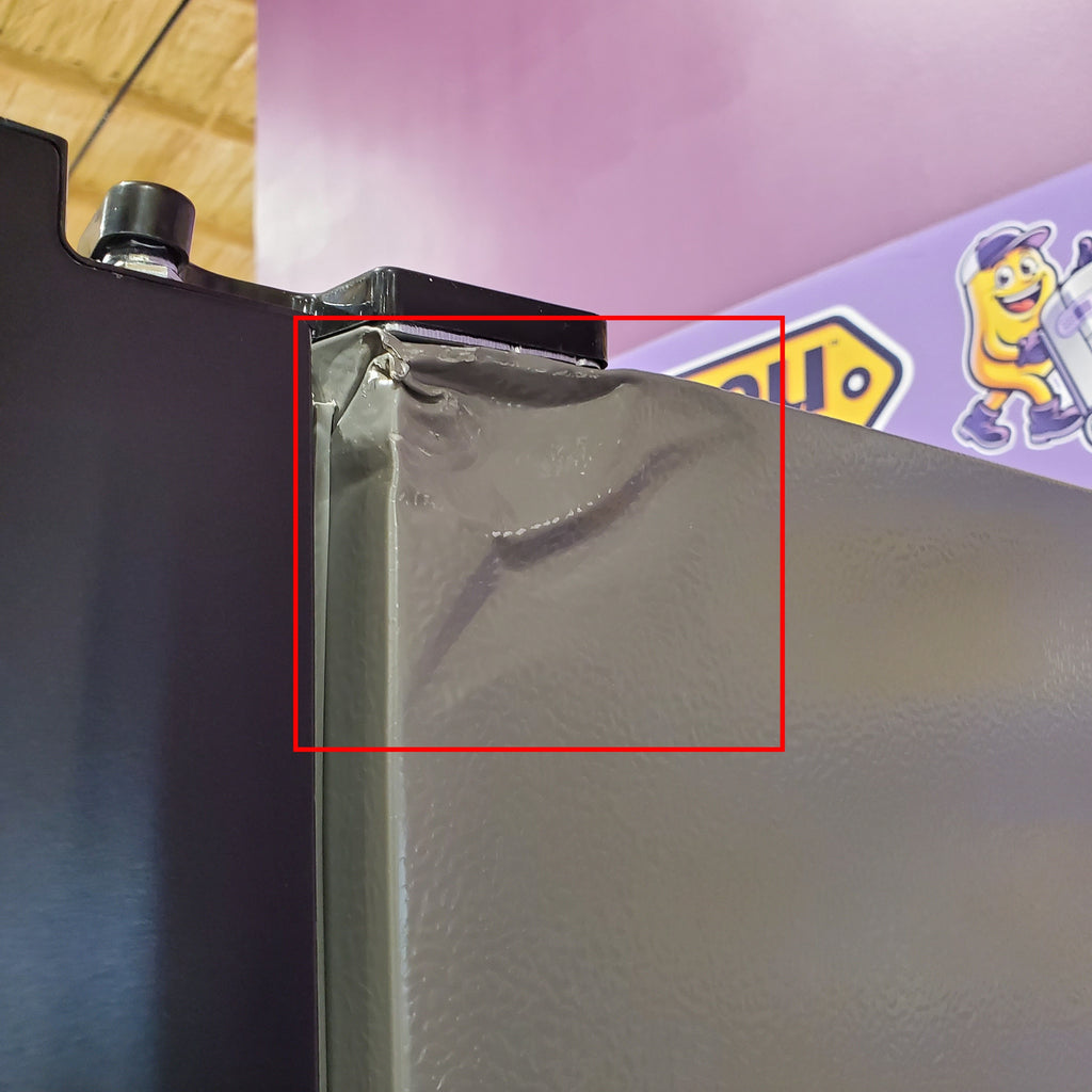 Pictures of Hisense Counter Depth Bottom Freezer 17.2 Cu. Ft. Refrigerator with LED Lighting and Super Cool and Super Freeze in Fingerprint Stainless Steel 22221422 - HRB171N6ASE - Scratch and Dent (Moderate) - Neu Appliance Outlet - Discount Appliance Outlet in Austin, Tx