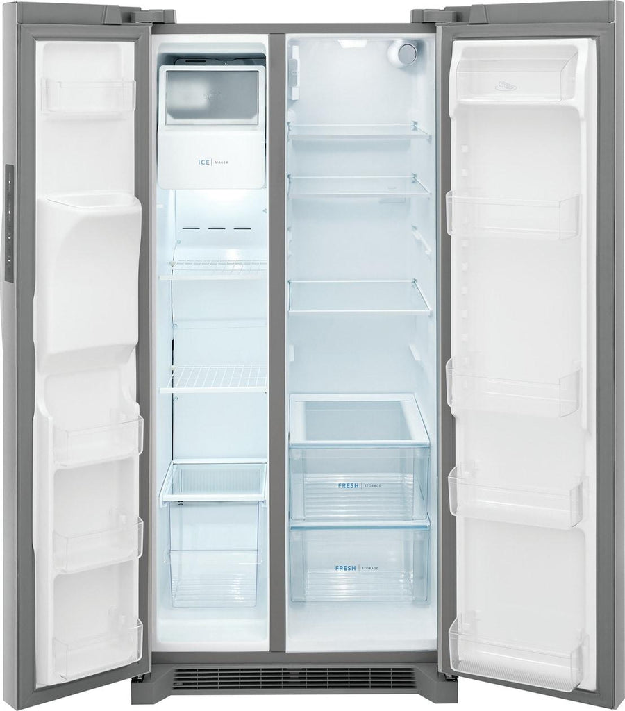 Pictures of Frigidaire 33" Wide 22.3 cu. ft. ENERGY STAR Side by Side Refrigerator Stainless Steel with Exterior Water and Ice Dispenser FRSS2323AS - New In Box - Neu Appliance Outlet - Discount Appliance Outlet in Austin, Tx