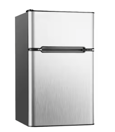 SIMZLIFE 20 in. 3.2 cu. ft. 2-Door Mini Refrigerator in Silver with Freezer, Dual-Zone Control with Smart LED CRF006-31 - Scratch & Dent (Moderate)