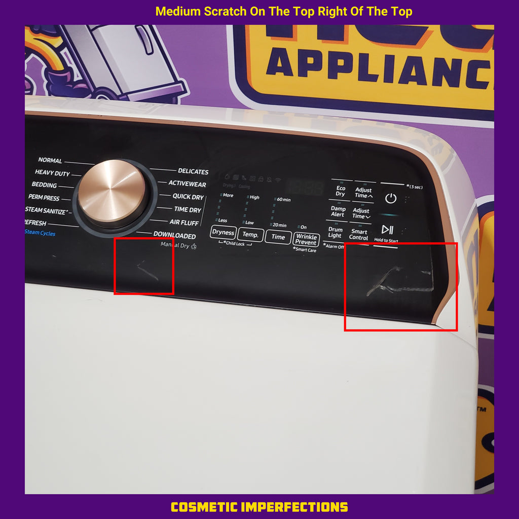 Pictures of Samsung Extra Large Steam Cycle Vented Electric Dryer Energy Star Certified in Ivory 1CR02123 - DVE55A7300E - Scratch & Dent (Moderate) - Neu Appliance Outlet - Discount Appliance Outlet in Austin, Tx
