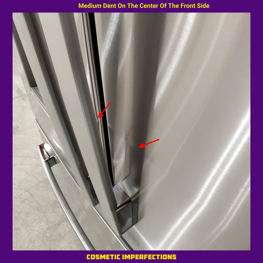 GE Energy Star 3 Door French Door 27.7 Cu. Ft. Refrigerator with TwinChill Evaporators in Fingerprint Resistant Stainless Steel GFE28GYNFS - Scratch & Dent (Major)