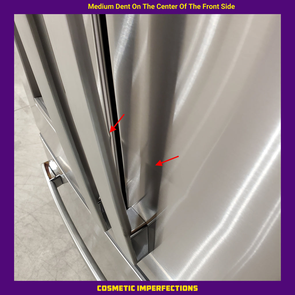 Pictures of GE Energy Star 3 Door French Door 27.7 Cu. Ft. Refrigerator with TwinChill Evaporators in Fingerprint Resistant Stainless Steel 31134SD217 - GFE28GYNFS - Scratch & Dent (Major) - Neu Appliance Outlet - Discount Appliance Outlet in Austin, Tx
