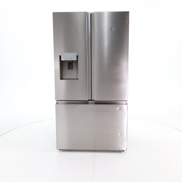 Fingerprint Resistant Stainless Steel ENERGY STAR Hisense 25.4 cu. ft. 3 Door Refrigerator with Water and Ice Dispenser- Scratch & Dent - Moderate