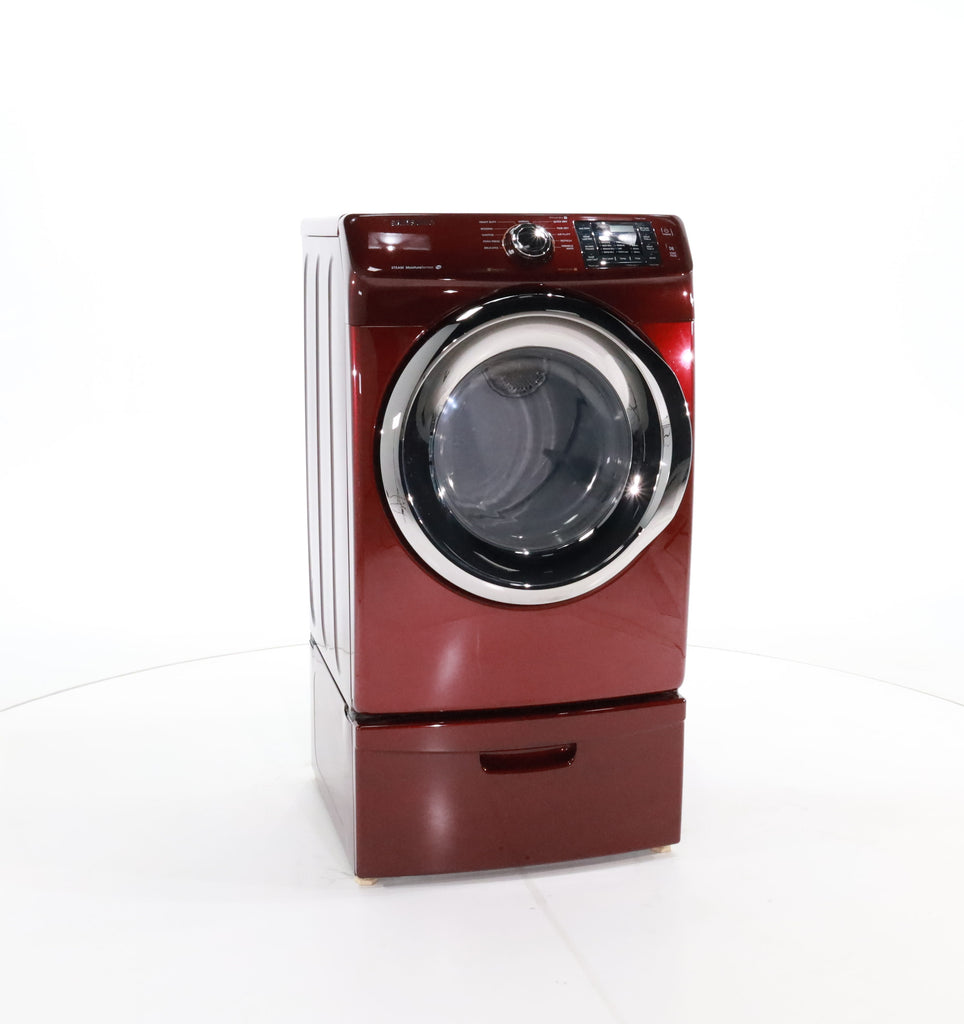Pictures of HE Merlot Samsung 7.2 cu. ft. Electric Steam Dryer With Moisture Sensor-Dry Technology on Pedestal- Certified Refurbished - Neu Appliance Outlet - Discount Appliance Outlet in Austin, Tx