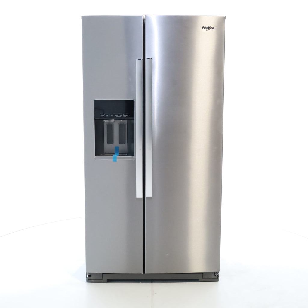 Pictures of Counter Depth Fingerprint-Resistant Stainless Steel Whirlpool 20.6 cu. ft. Side by Side Refrigerator In Door Ice and Water Dispenser - Scratch & Dent - Minor - Neu Appliance Outlet - Discount Appliance Outlet in Austin, Tx