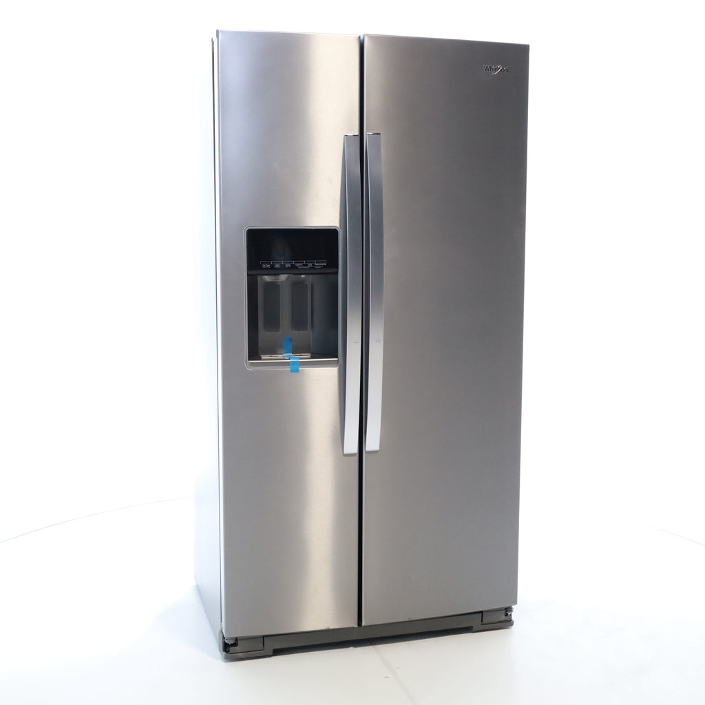 Pictures of Counter Depth Fingerprint-Resistant Stainless Steel Whirlpool 20.6 cu. ft. Side by Side Refrigerator In Door Ice and Water Dispenser - Scratch & Dent - Minor - Neu Appliance Outlet - Discount Appliance Outlet in Austin, Tx