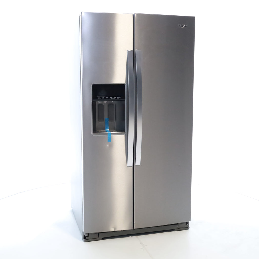 Pictures of Fingerprint-Resistant Stainless Steel Whirlpool 28.49 cu. ft. Side by Side Refrigerator with In Door Ice and Water Dispenser - Scratch & Dent - Minor - Neu Appliance Outlet - Discount Appliance Outlet in Austin, Tx