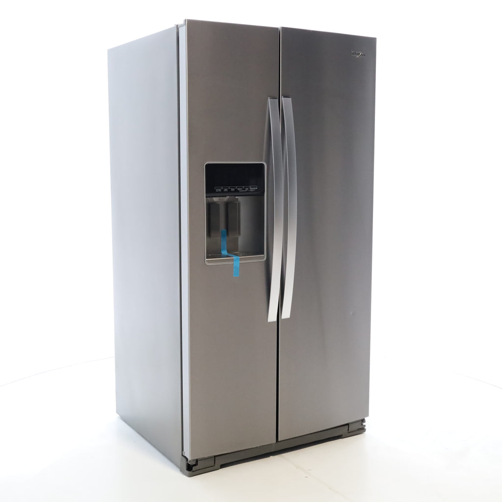 Pictures of Fingerprint-Resistant Stainless Steel Whirlpool 28.49 cu. ft. Side by Side Refrigerator with In Door Ice and Water Dispenser - Scratch & Dent - Minor - Neu Appliance Outlet - Discount Appliance Outlet in Austin, Tx