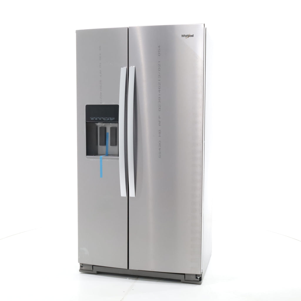 Pictures of Counter Depth Fingerprint-Resistant Stainless Steel Whirlpool 20.6 cu. ft. Side by Side Refrigerator In Door Ice and Water Dispenser - Open Box - Neu Appliance Outlet - Discount Appliance Outlet in Austin, Tx