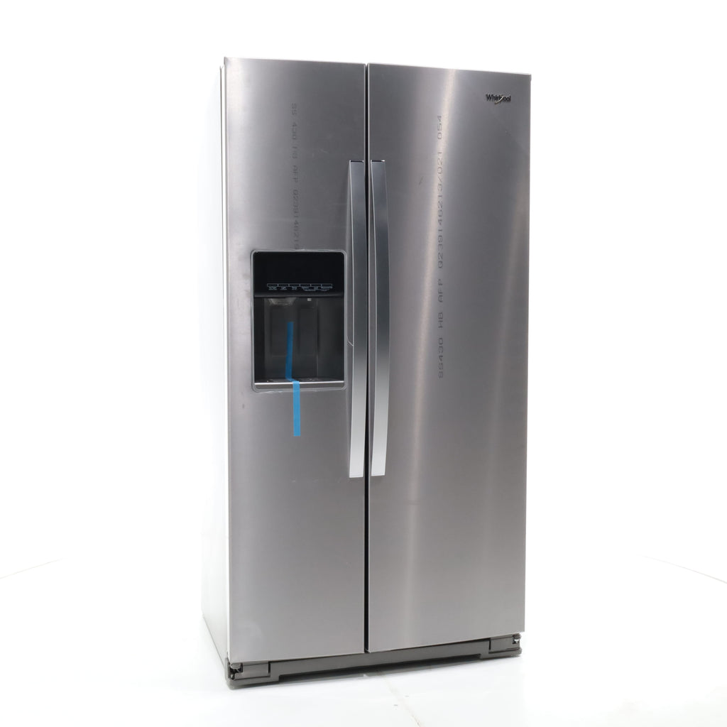 Pictures of Counter Depth Fingerprint-Resistant Stainless Steel Whirlpool 20.6 cu. ft. Side by Side Refrigerator In Door Ice and Water Dispenser - Open Box - Neu Appliance Outlet - Discount Appliance Outlet in Austin, Tx