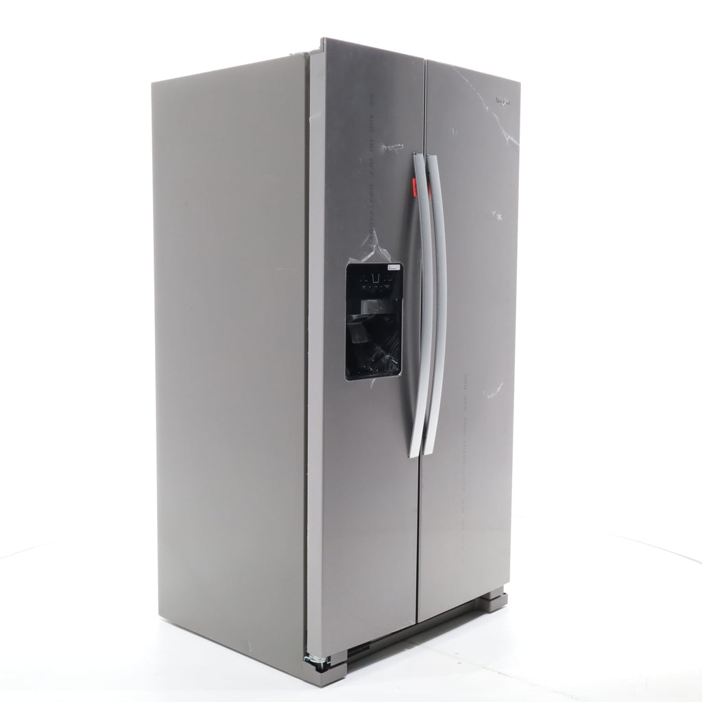 Pictures of Fingerprint-Resistant Stainless Steel Whirlpool 24.5 cu. ft. Side by Side Refrigerator with In Door Ice and Water Dispenser - Open Box - Neu Appliance Outlet - Discount Appliance Outlet in Austin, Tx