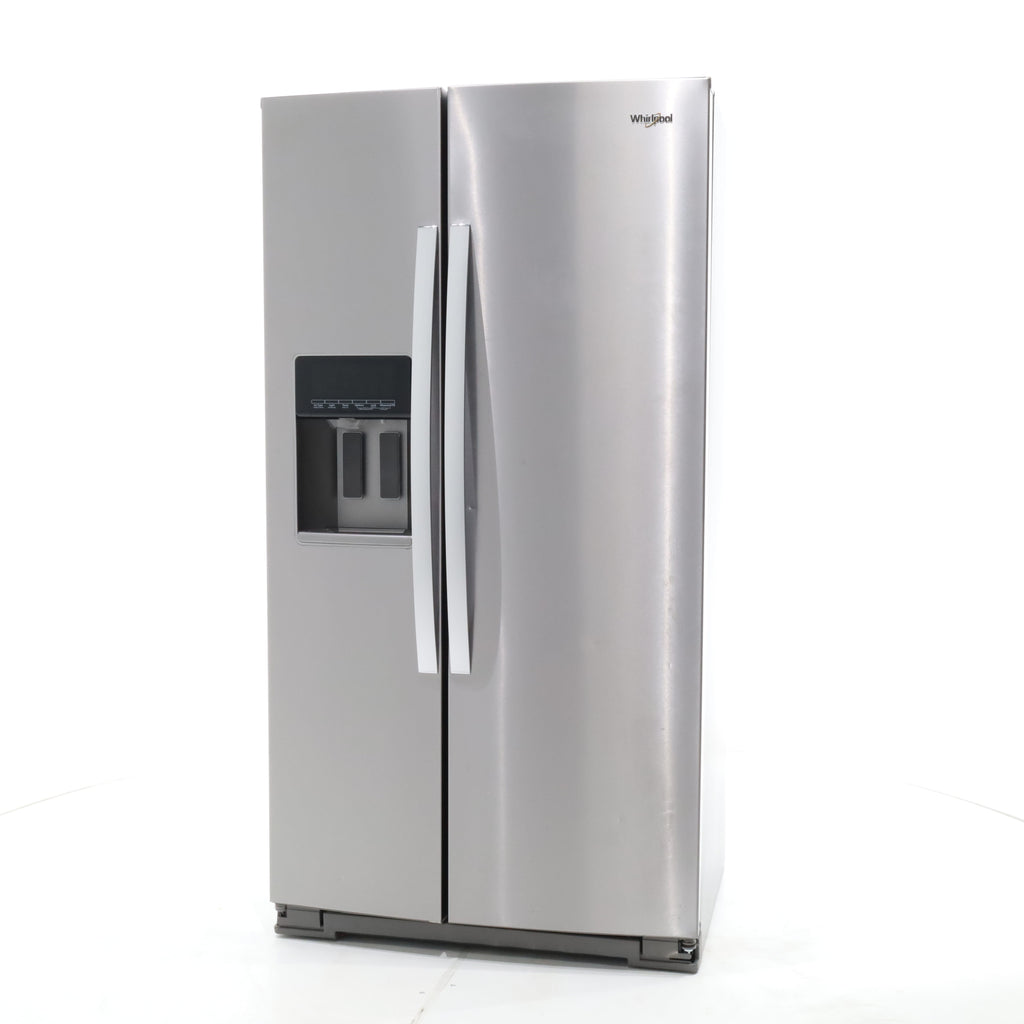 Pictures of Counter Depth Fingerprint-Resistant Stainless Steel Whirlpool 20.6 cu. ft. Side by Side Refrigerator In Door Ice and Water Dispenser - Scratch & Dent - Minor - Neu Appliance Outlet - Discount Appliance Outlet in Austin, Tx