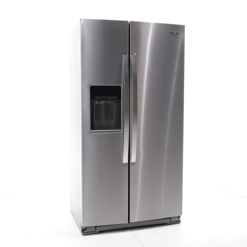 Pictures of Counter Depth Fingerprint-Resistant Stainless Steel Whirlpool 20.6 cu. ft. Side by Side Refrigerator In Door Ice and Water Dispenser - Scratch & Dent - Minor - Neu Appliance Outlet - Discount Appliance Outlet in Austin, Tx