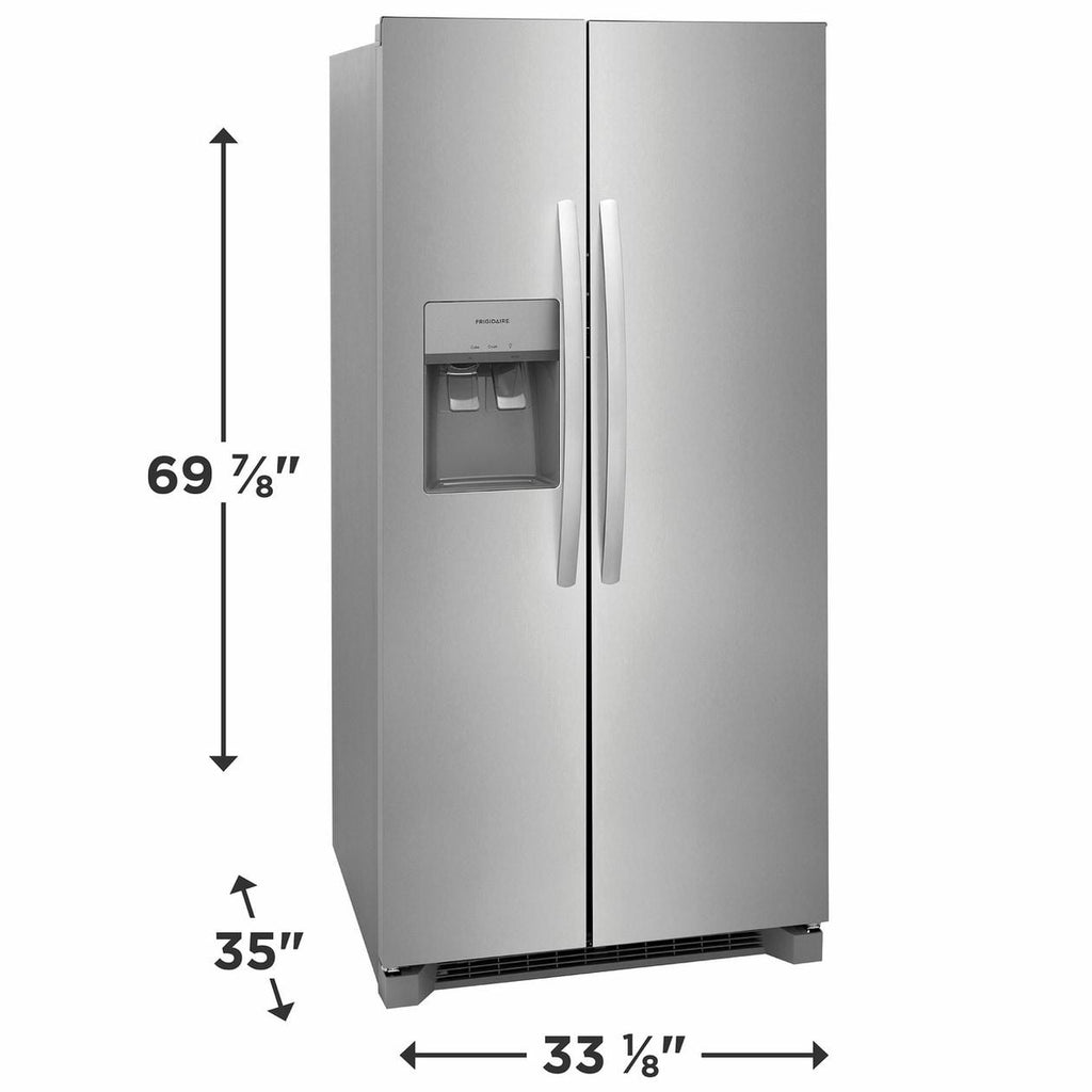 Pictures of Frigidaire 33" Wide 22.3 cu. ft. ENERGY STAR Side by Side Refrigerator Stainless Steel with Exterior Water and Ice Dispenser FRSS2323AS - New In Box - Neu Appliance Outlet - Discount Appliance Outlet in Austin, Tx