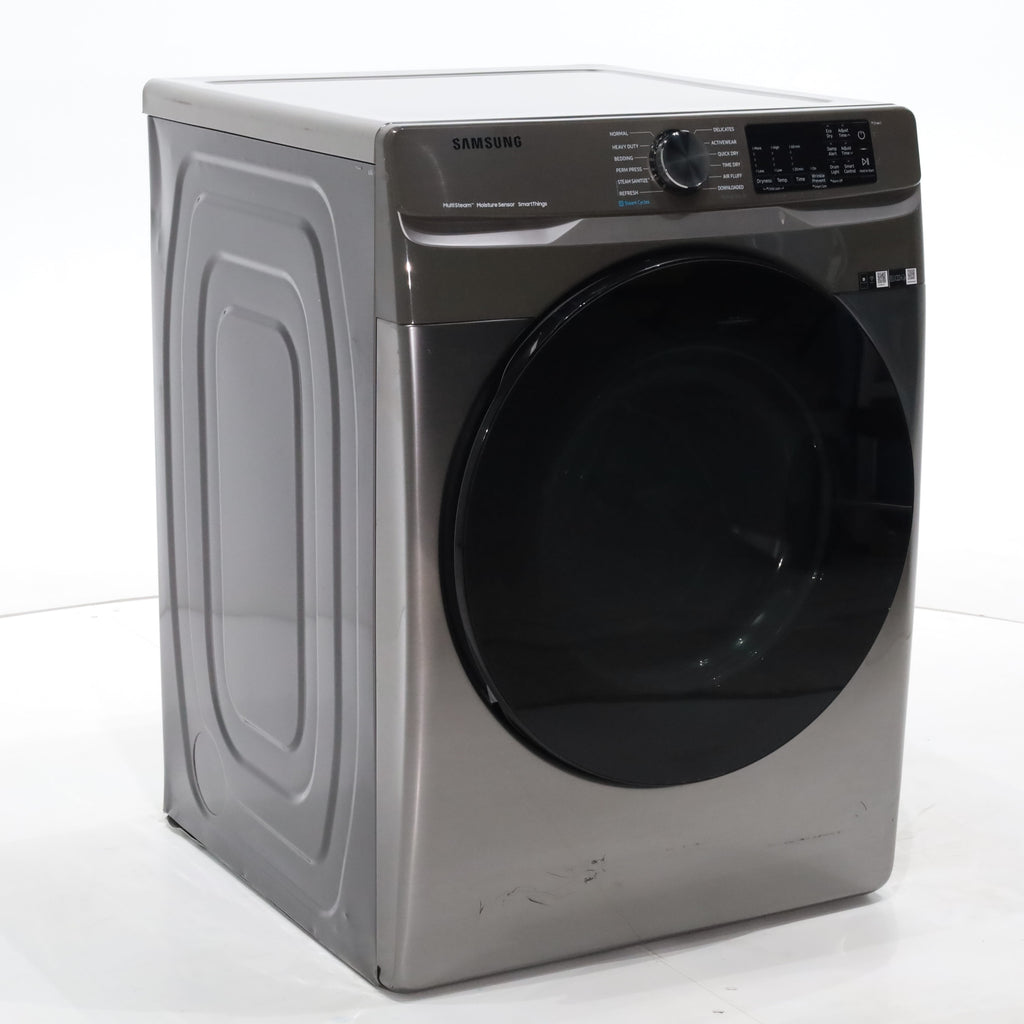 Pictures of Platinum Samsung 7.5 cu. ft. Front Load Electric Dryer with Steam- Scratch & Dent - Major - Neu Appliance Outlet - Discount Appliance Outlet in Austin, Tx