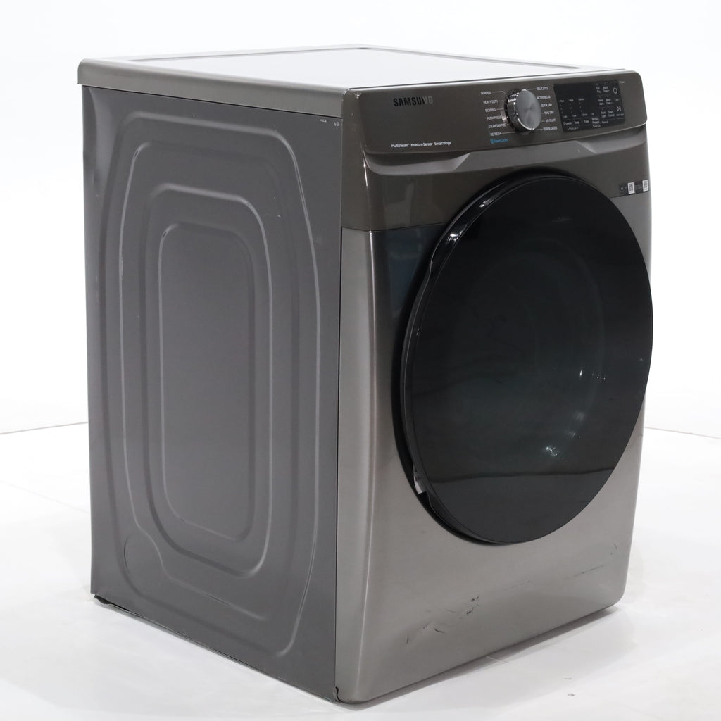 Pictures of Platinum Samsung 7.5 cu. ft. Front Load Electric Dryer with Steam- Scratch & Dent - Major - Neu Appliance Outlet - Discount Appliance Outlet in Austin, Tx