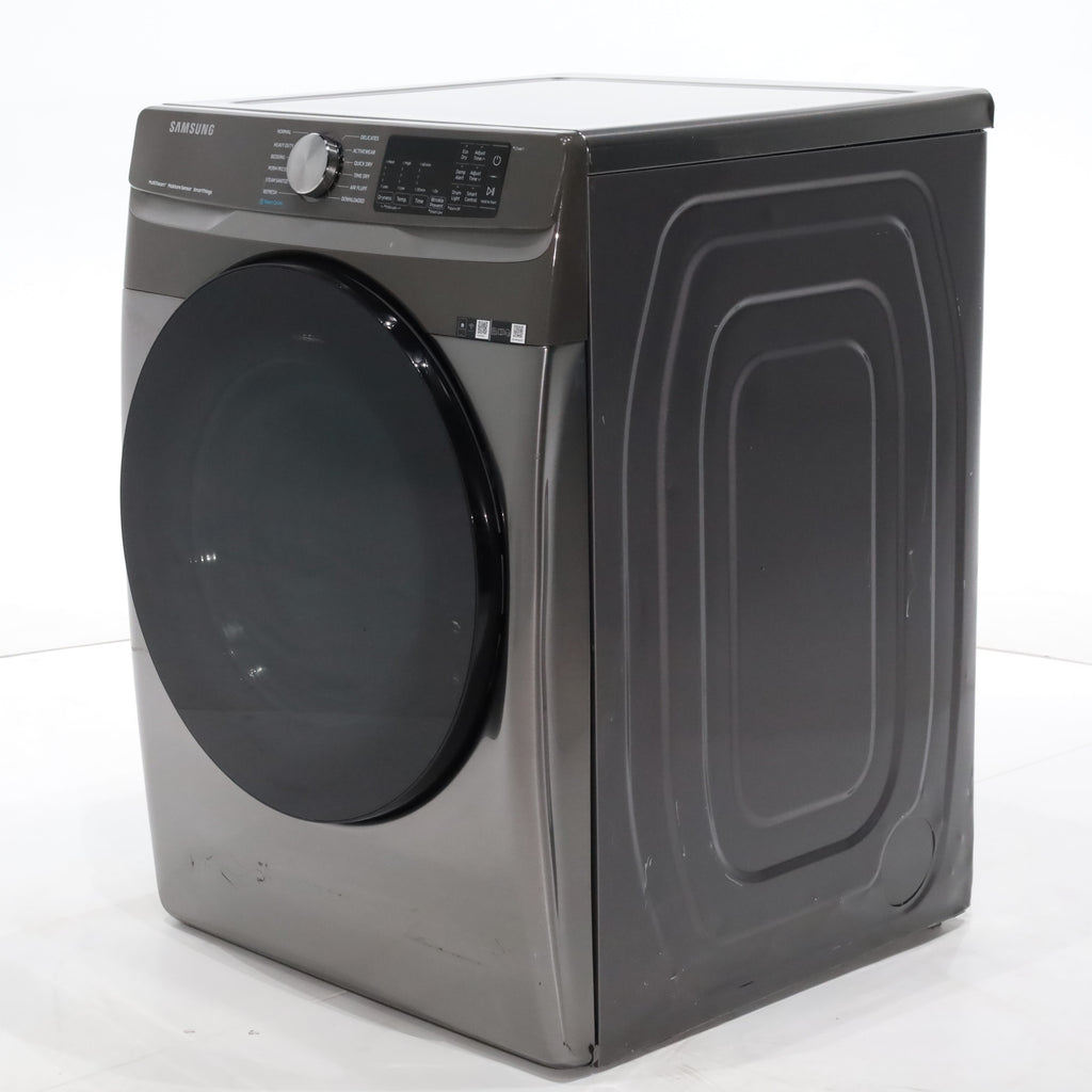 Pictures of Platinum Samsung 7.5 cu. ft. Front Load Electric Dryer with Steam- Scratch & Dent - Major - Neu Appliance Outlet - Discount Appliance Outlet in Austin, Tx