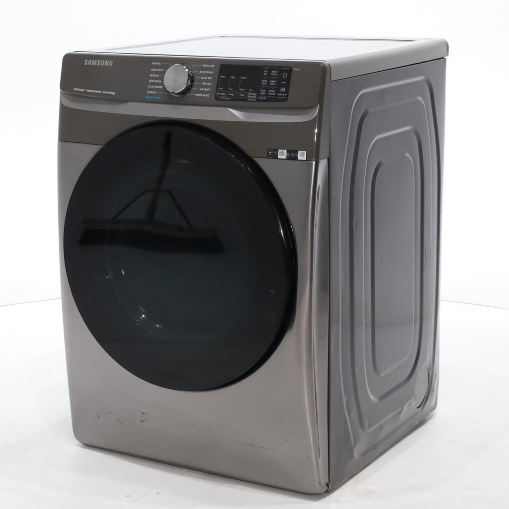 Pictures of Platinum Samsung 7.5 cu. ft. Front Load Electric Dryer with Steam- Scratch & Dent - Major - Neu Appliance Outlet - Discount Appliance Outlet in Austin, Tx