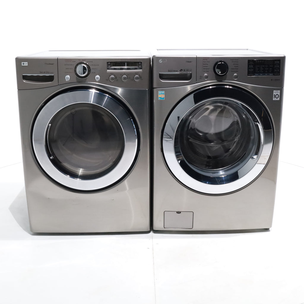 Pictures of Graphite Steel LG 4.5 cu. ft. Steam Front Load Washer with SmartThinQ and 7.3 cu. ft. Front Load Electric Dryer with TrueSteam - Certified Refurbished - Neu Appliance Outlet - Discount Appliance Outlet in Austin, Tx