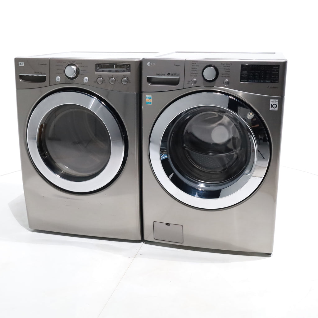 Pictures of Graphite Steel LG 4.5 cu. ft. Steam Front Load Washer with SmartThinQ and 7.3 cu. ft. Front Load Electric Dryer with TrueSteam - Certified Refurbished - Neu Appliance Outlet - Discount Appliance Outlet in Austin, Tx