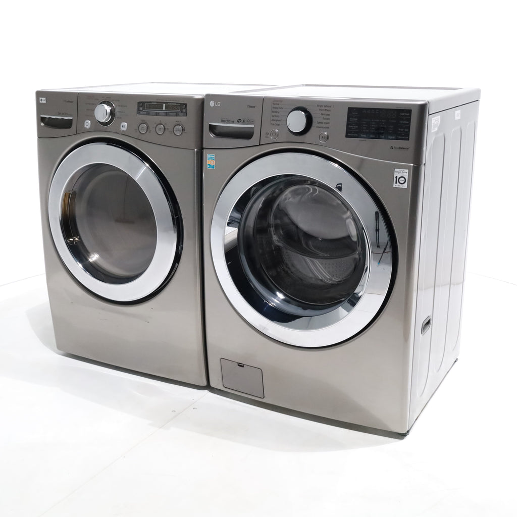 Pictures of Graphite Steel LG 4.5 cu. ft. Steam Front Load Washer with SmartThinQ and 7.3 cu. ft. Front Load Electric Dryer with TrueSteam - Certified Refurbished - Neu Appliance Outlet - Discount Appliance Outlet in Austin, Tx