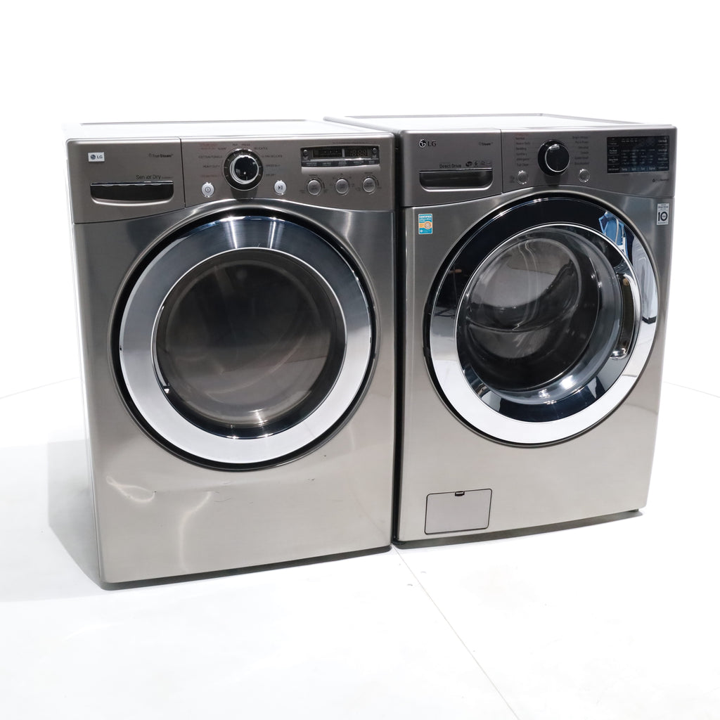 Pictures of Graphite Steel LG 4.5 cu. ft. Steam Front Load Washer with SmartThinQ and 7.3 cu. ft. Front Load Electric Dryer with TrueSteam - Certified Refurbished - Neu Appliance Outlet - Discount Appliance Outlet in Austin, Tx