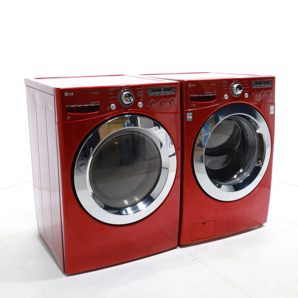 Pictures of Wild Cherry Red ENERGY STAR LG 4.0 cu. ft. Front Load Washer with Steam and Wild Cherry Red LG 7.3 Front Load Electric Dryer with TrueSeam Technology - Certified Refurbished - Neu Appliance Outlet - Discount Appliance Outlet in Austin, Tx