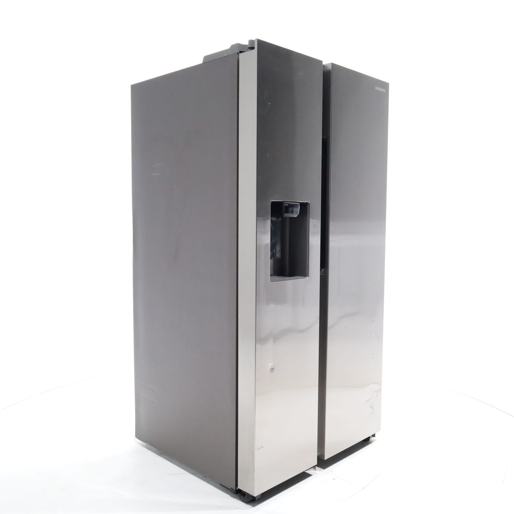 Pictures of Fingerprint-Resistant Stainless Steel Samsung 27.4 cu. ft. Side by Side Refrigerator with External Water and Ice Dispenser - Scratch & Dent - Major - Neu Appliance Outlet - Discount Appliance Outlet in Austin, Tx