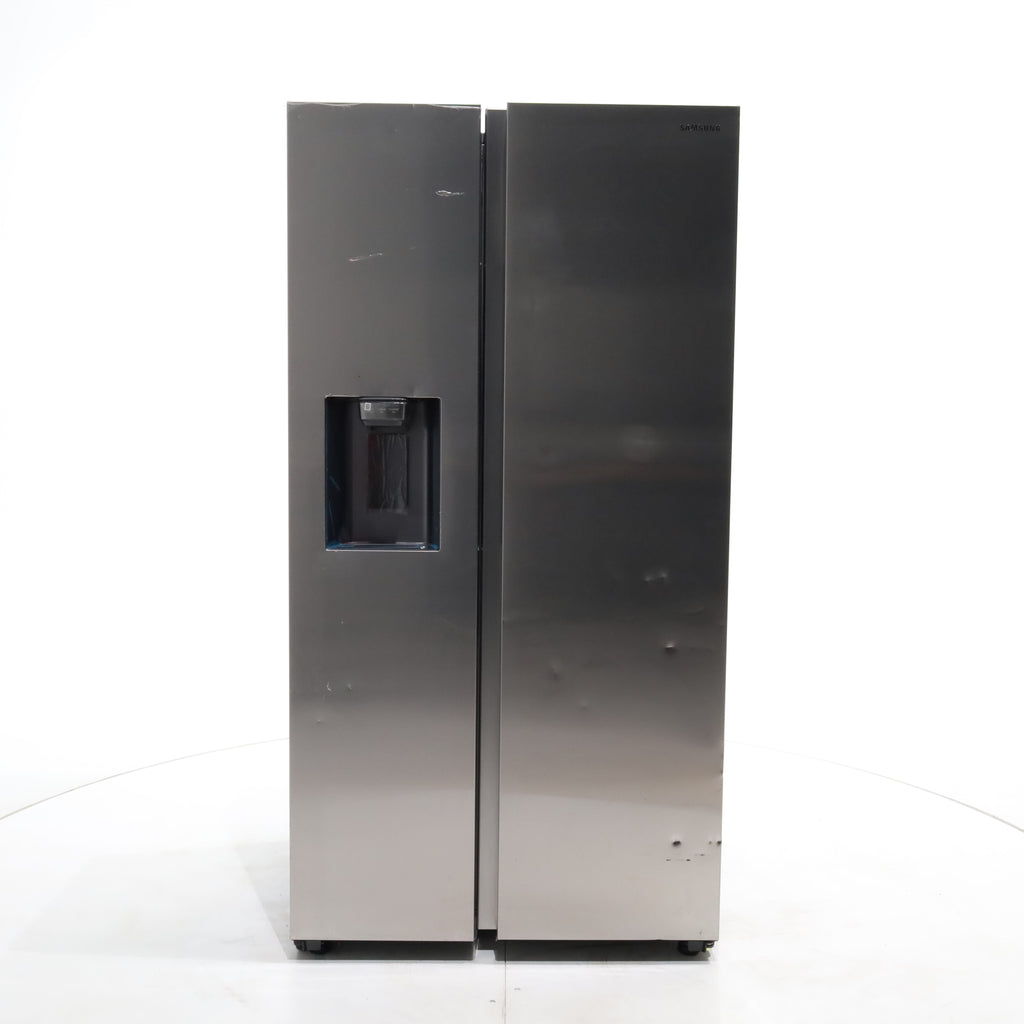 Pictures of Counter Depth Fingerprint Resistant Stainless Steel ENERGY STAR Samsung 22 cu. ft. Side by Side Refrigerator with Exterior Water and Ice Dispenser - Scratch & Dent - Moderate - Neu Appliance Outlet - Discount Appliance Outlet in Austin, Tx