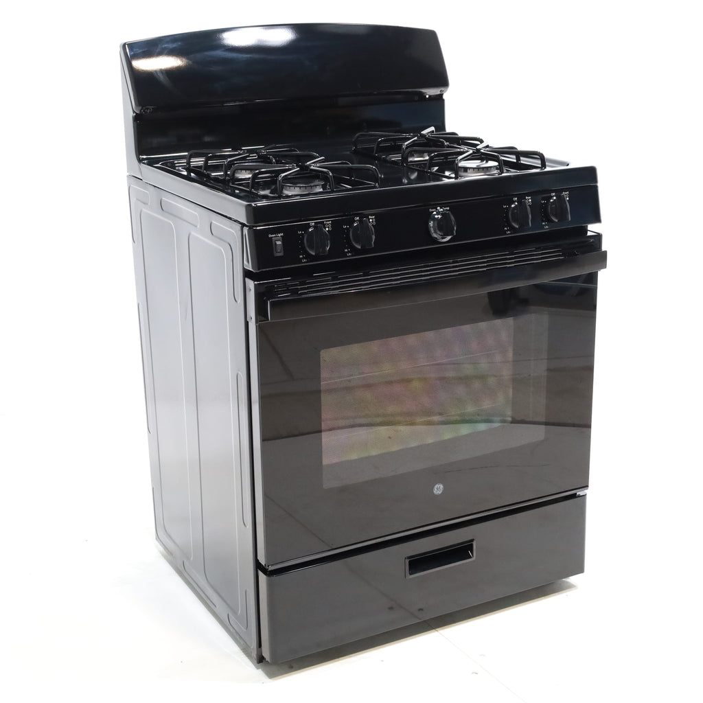 Pictures of Black GE 4.8 cu. ft. 4 Burner Freestanding Gas Range with Broiler Drawer - Certified Refurbished - Neu Appliance Outlet - Discount Appliance Outlet in Austin, Tx