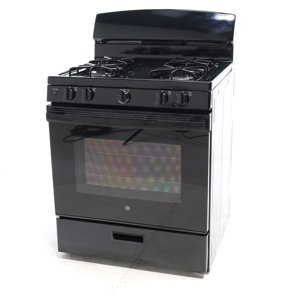 Pictures of Black GE 4.8 cu. ft. 4 Burner Freestanding Gas Range with Broiler Drawer - Certified Refurbished - Neu Appliance Outlet - Discount Appliance Outlet in Austin, Tx