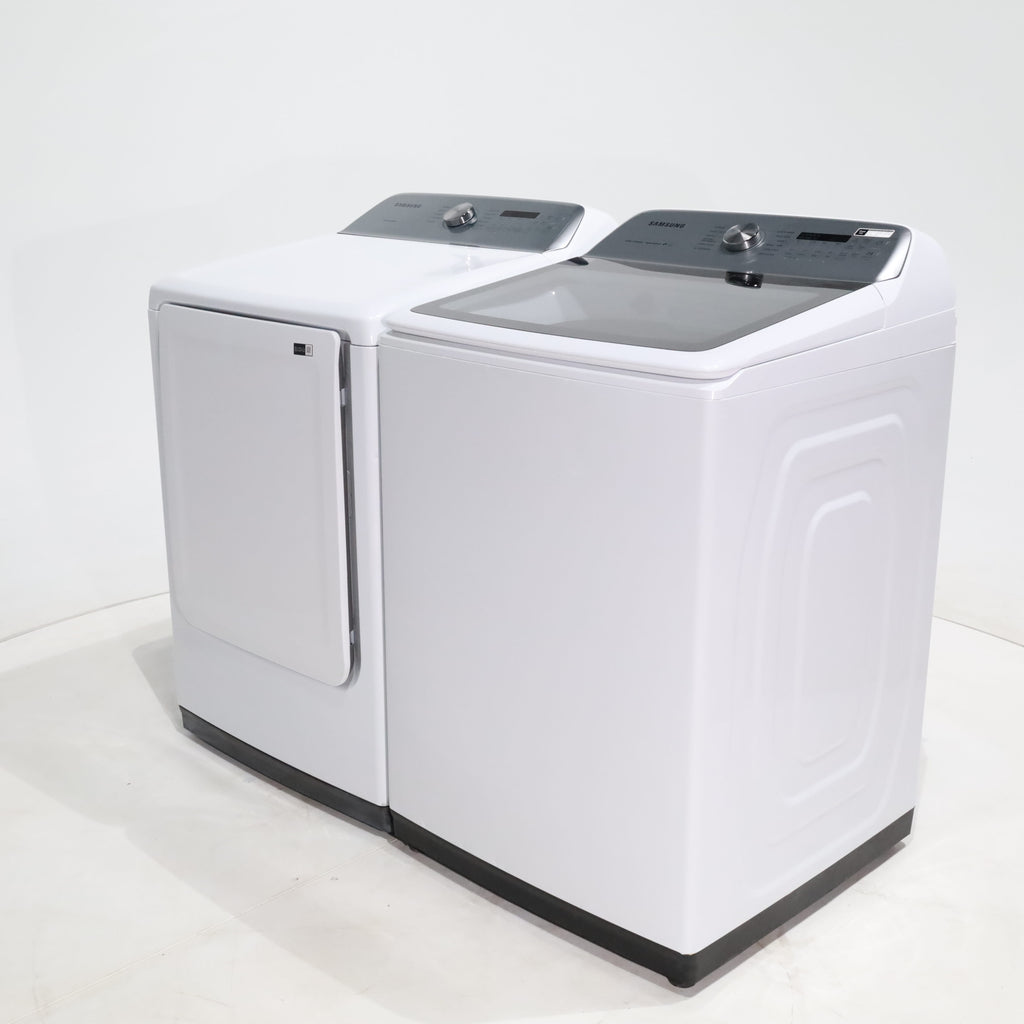 Pictures of ENERGY STAR Samsung 5.0 cu. ft. Top Load Washer with Active Water Jet and 7.4 cu. ft. Electric Dryer with Smart Care - Scratch & Dent - Moderate - Neu Appliance Outlet - Discount Appliance Outlet in Austin, Tx