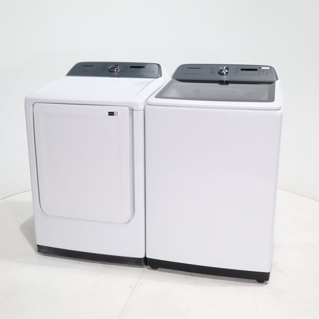 Pictures of ENERGY STAR Samsung 5.0 cu. ft. Top Load Washer with Active Water Jet and 7.4 cu. ft. Electric Dryer with Smart Care - Scratch & Dent - Moderate - Neu Appliance Outlet - Discount Appliance Outlet in Austin, Tx